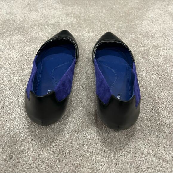 Tahari Women's Mini Wedge Heels Blue Suede Black Leather Shoe Size 8M - Picture 7 of 8